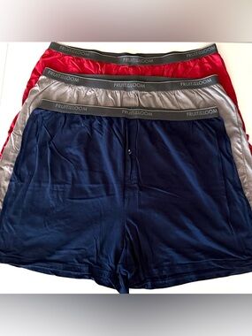 NWOT 3-Pack Men’s Big & Tall Fruit of the Loom 100% Cotton Knit Boxers Size 3XB
